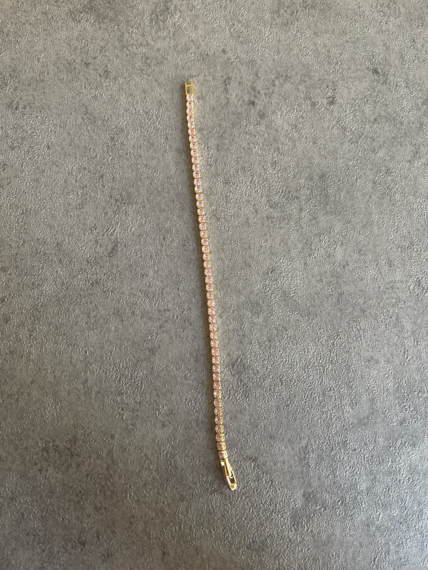 Bracelet, gold frame pink crystal tennis bracelet