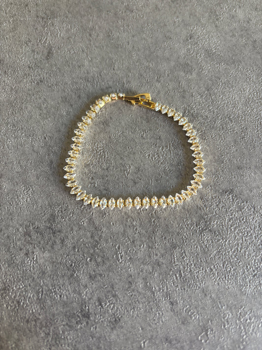 Bracelet, gold crystal tennis bracelet