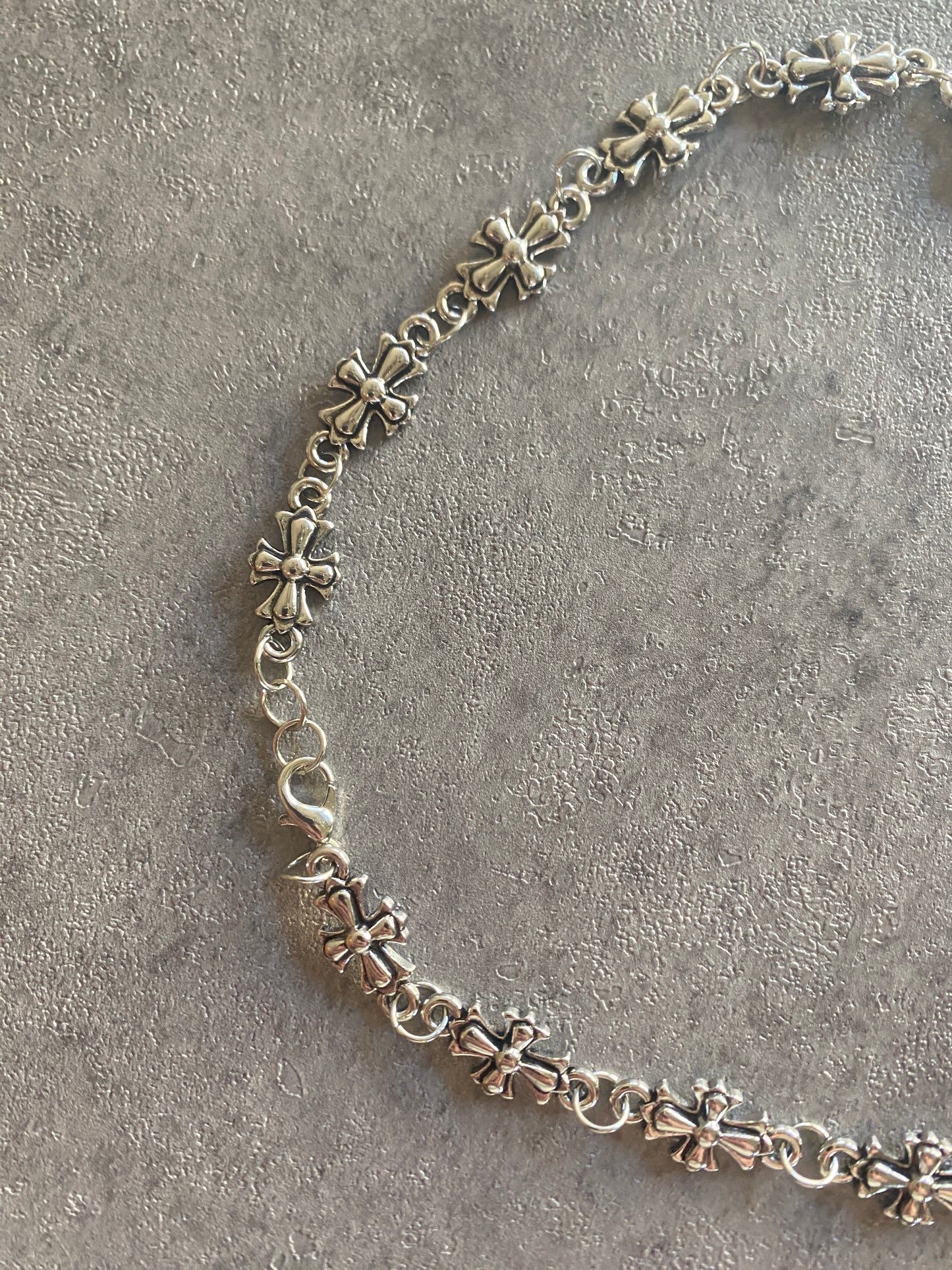 Necklace , silver chrome cross chain necklace