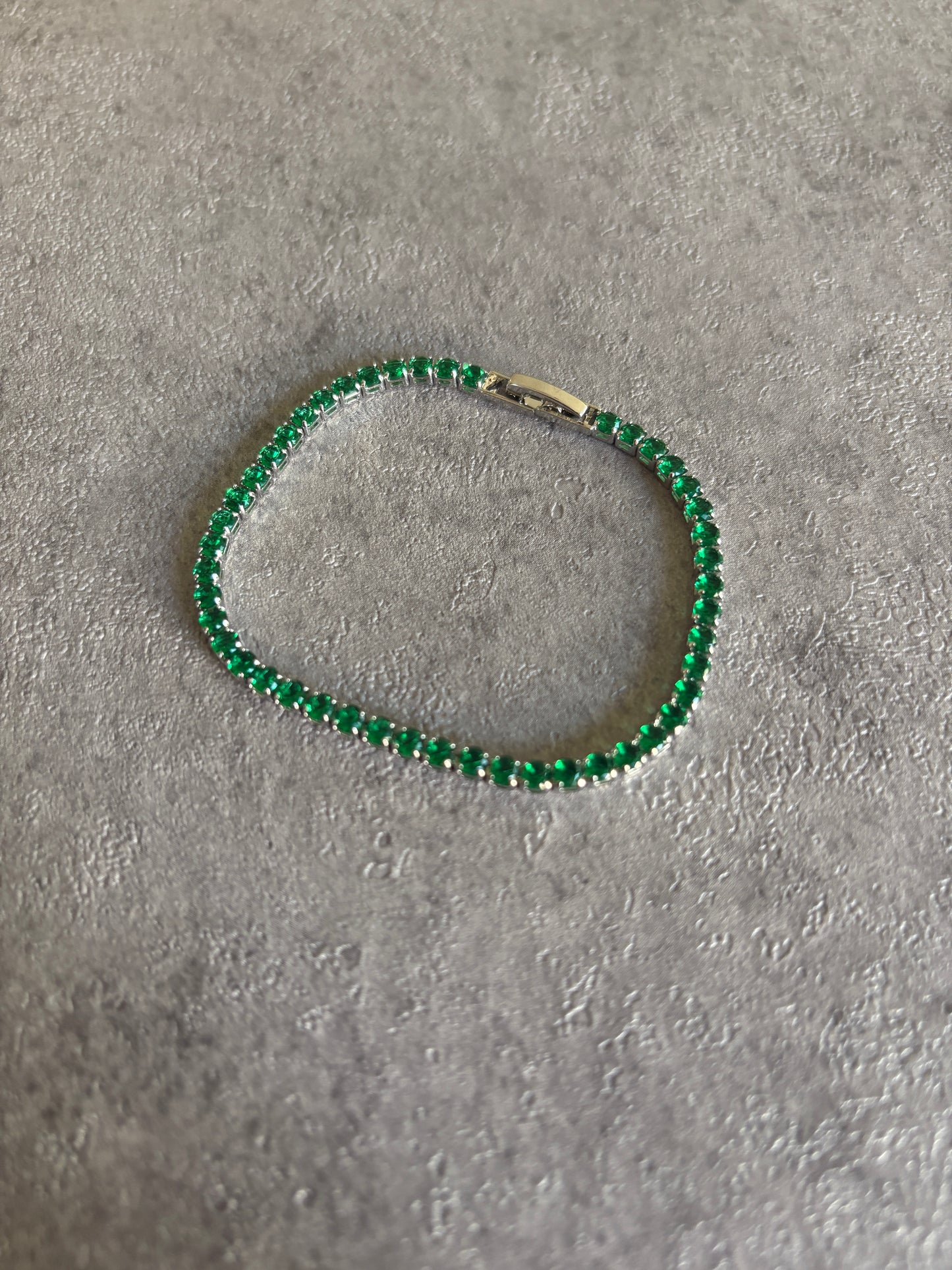 Bracelet , green crystal tennis bracelet