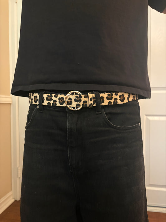 Belt , circle leopard print belt