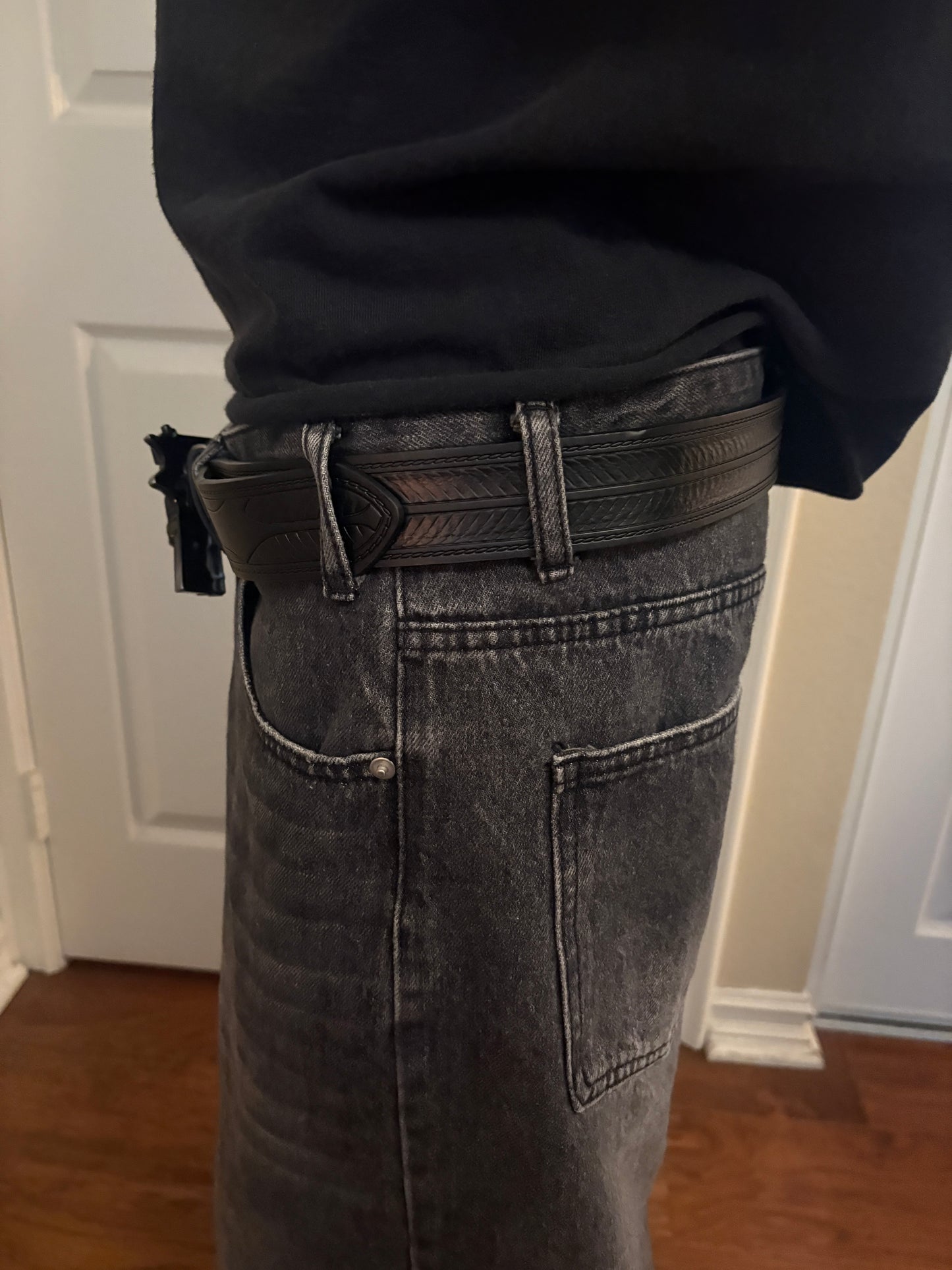 Belt , black skull pistol belt