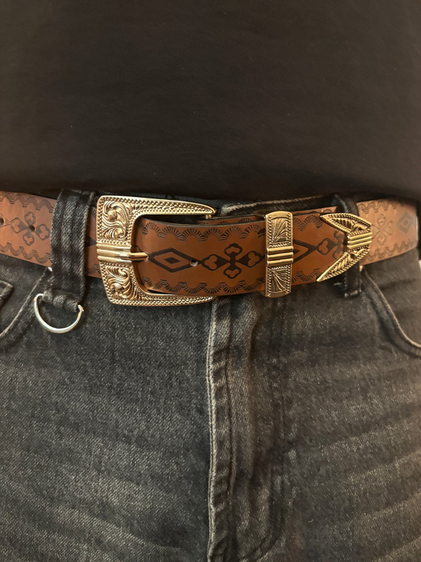 Belt, brown Aztec western belt