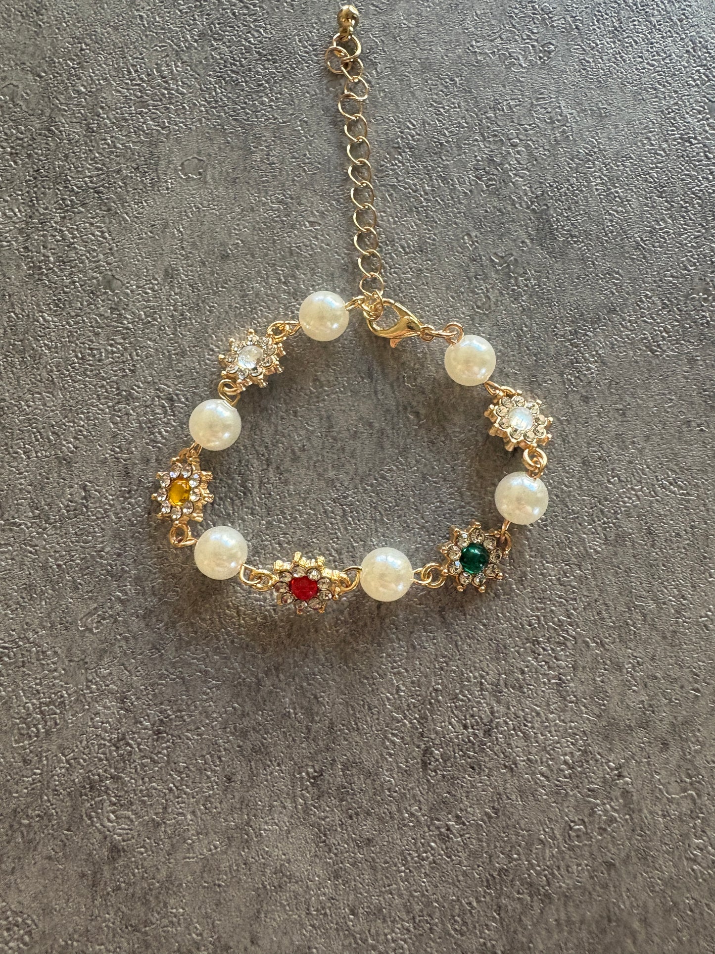 Bracelet , Gold rhinestone gem bracelet