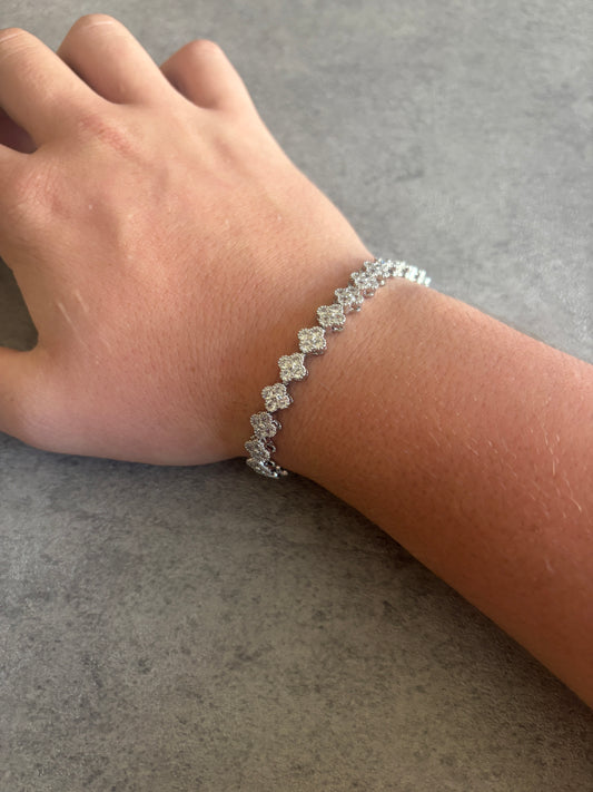 Bracelet, silver flower rhinestone bracelet