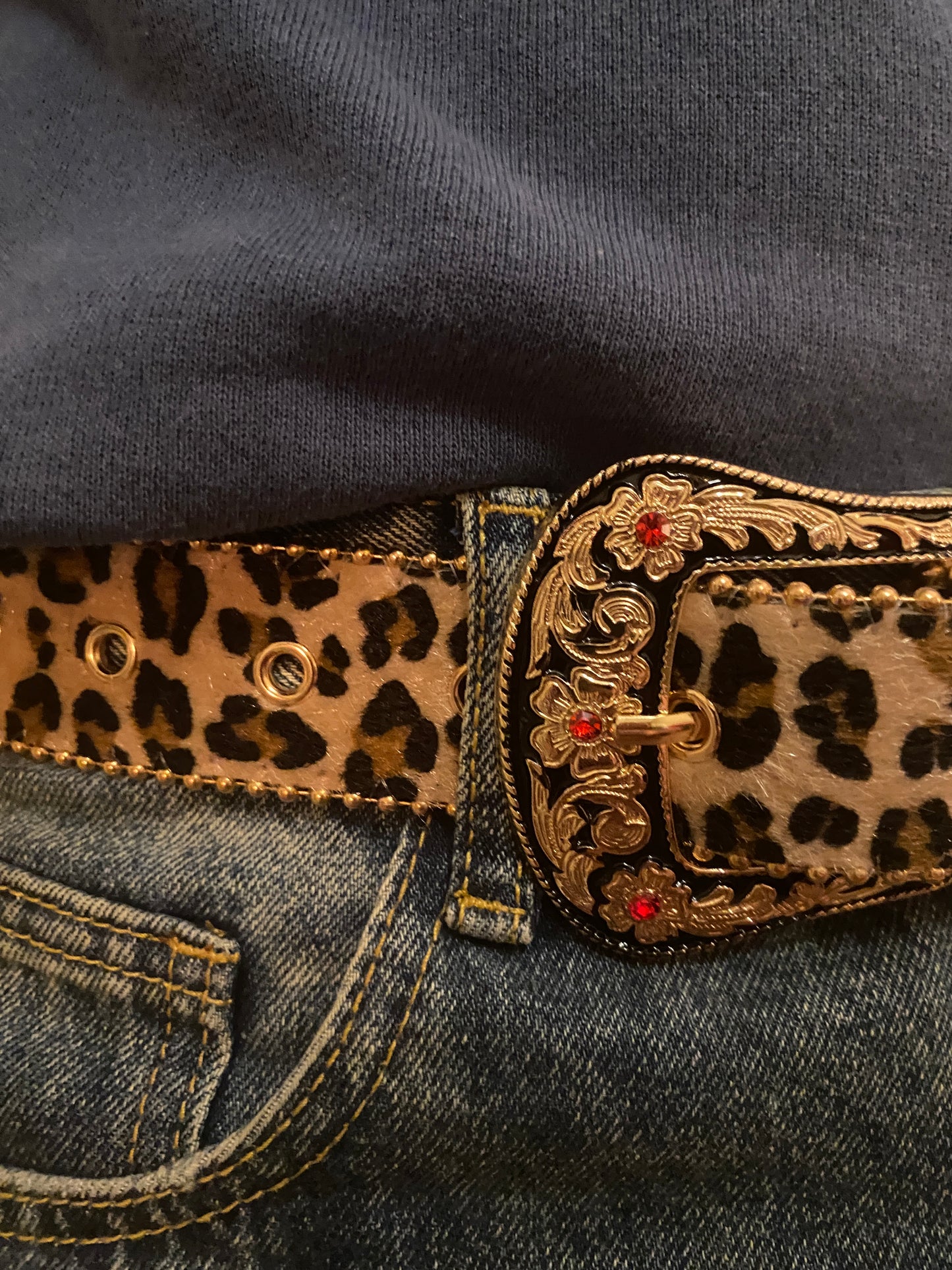 Belt , Cheetah print flower belt