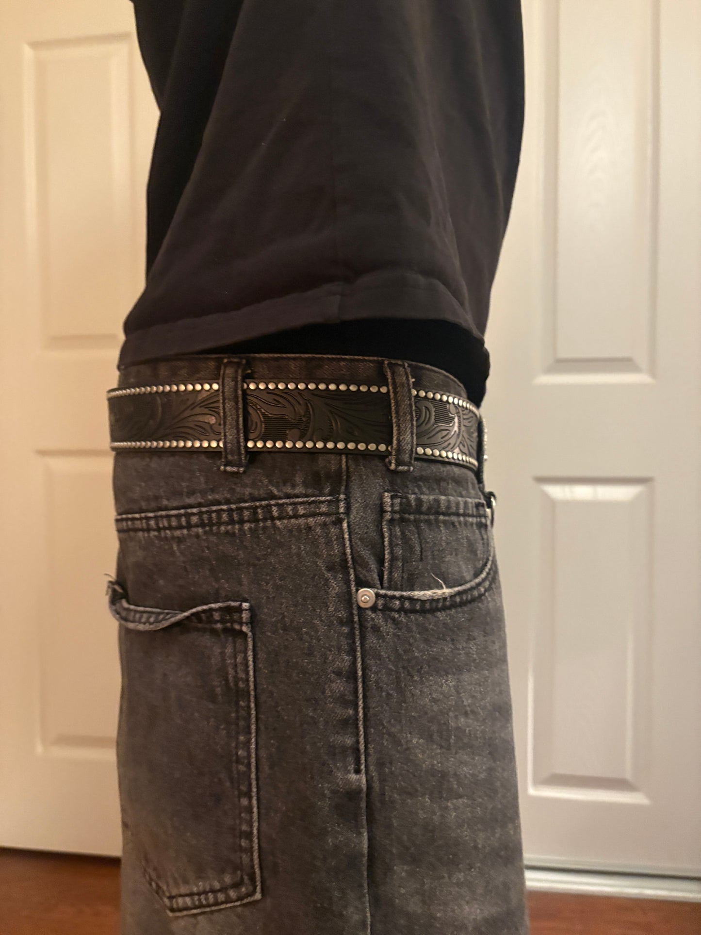 Belt , black Hawaiian studded belt