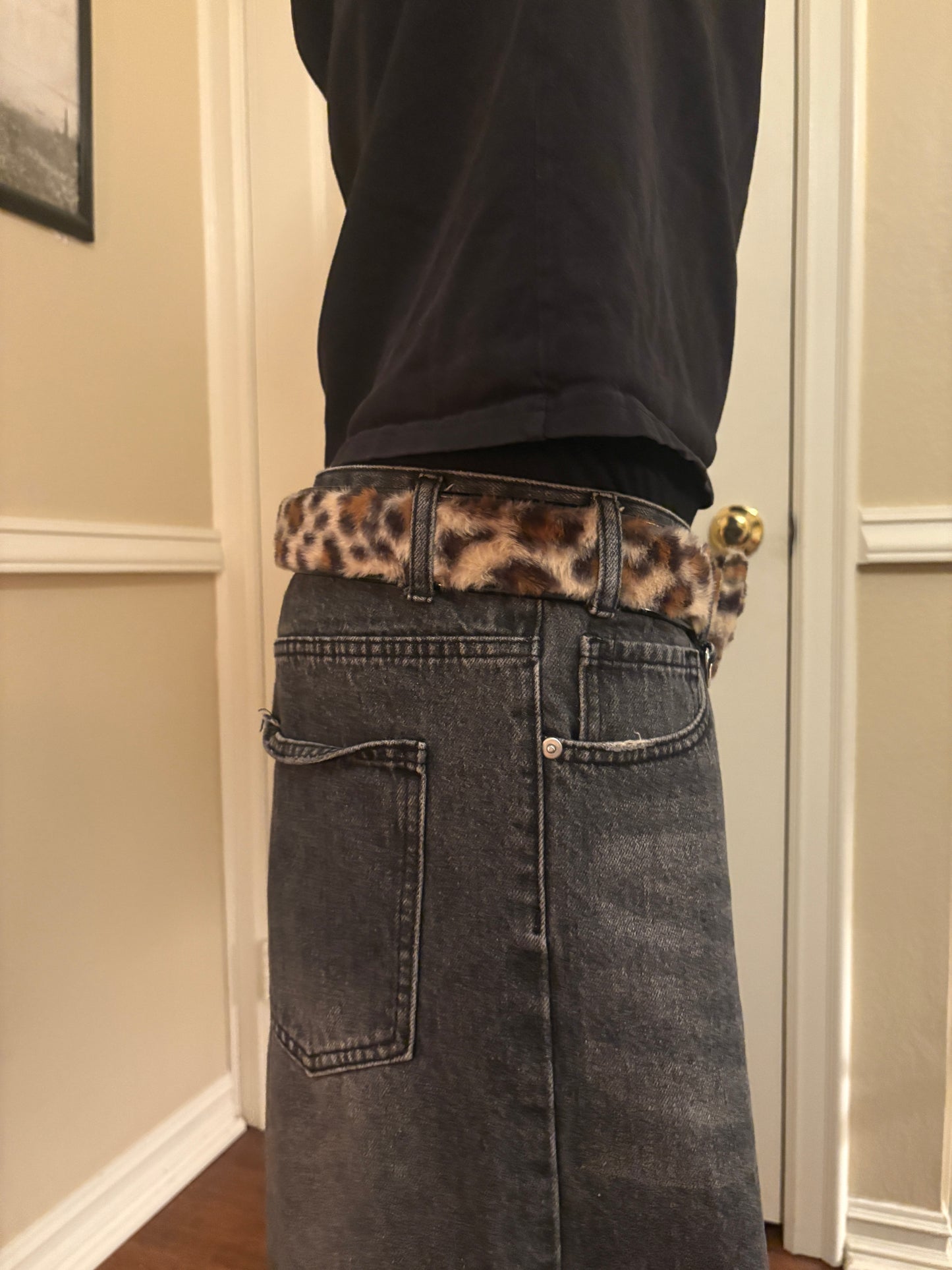 Belt , fur leopard print belt v2