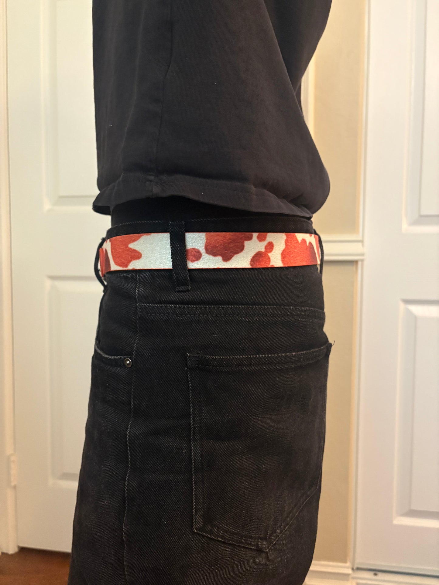 Belt , sunset cowprint belt