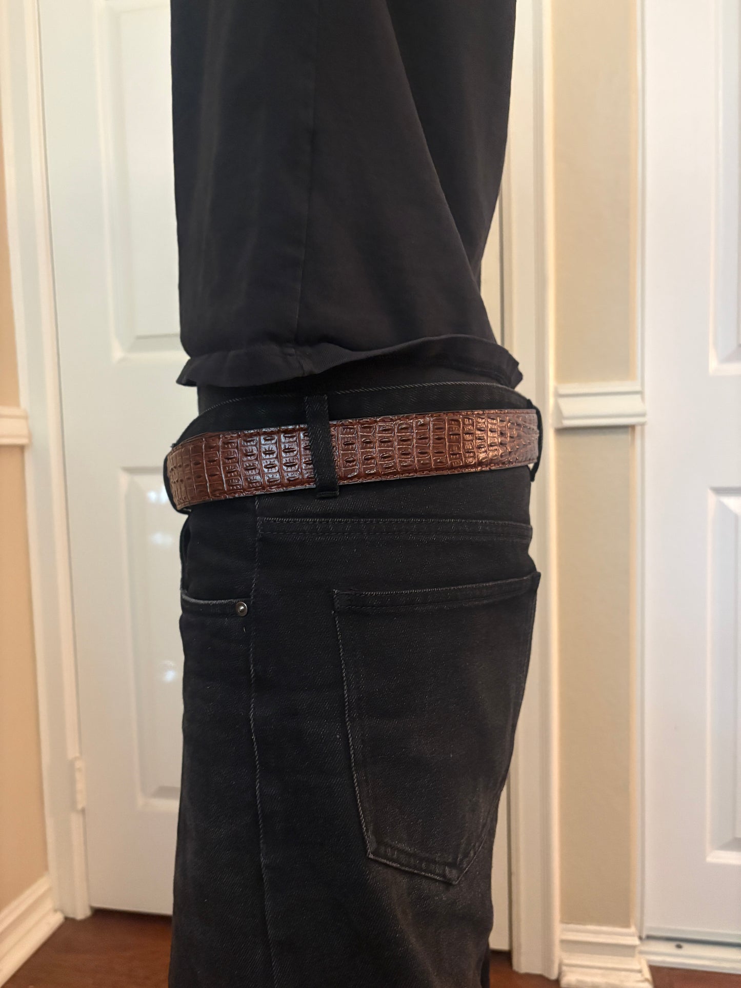 Belt , brown crocodile print belt