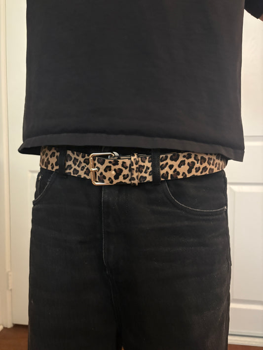 Belt , golden leopard print belt