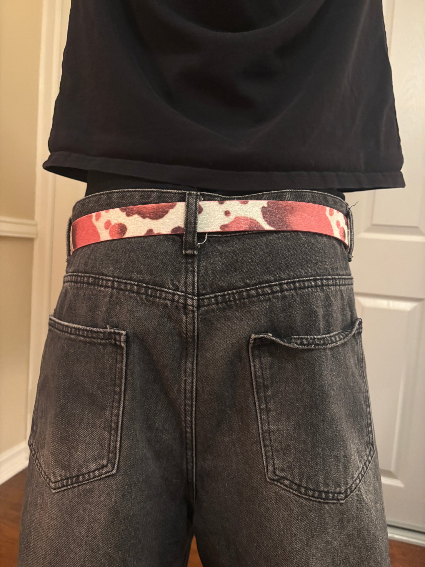Belt , pink cow print belt