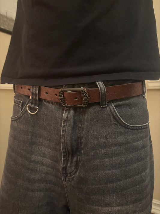 Belt , brown flower butterfly belt
