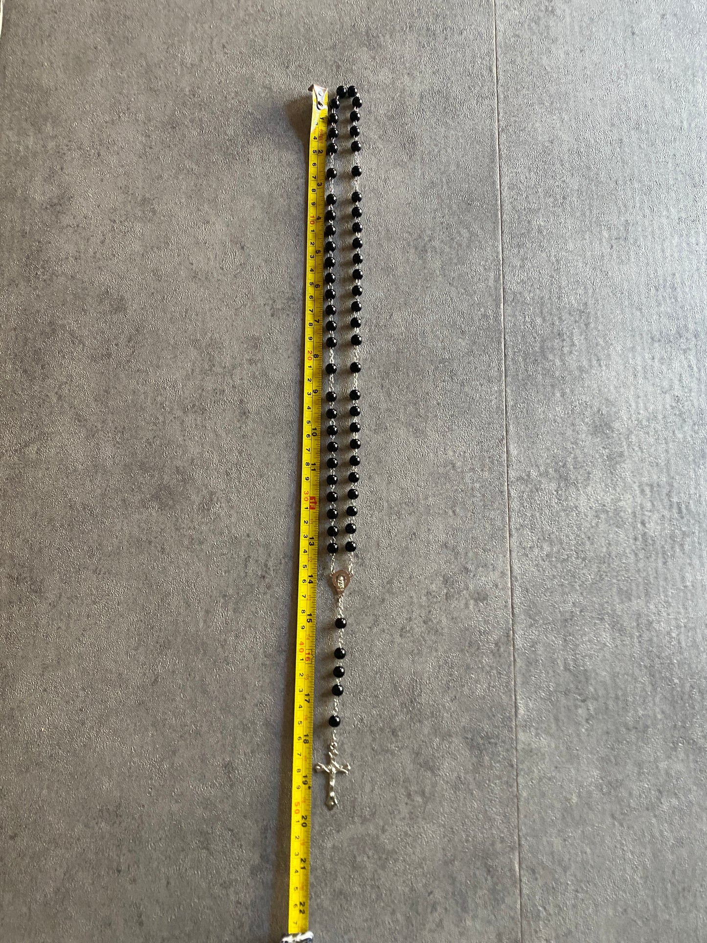 Necklace , Black bead rosary necklace
