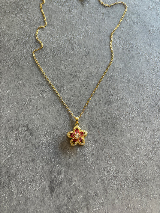 Necklace , Orange hibiscus flower necklace