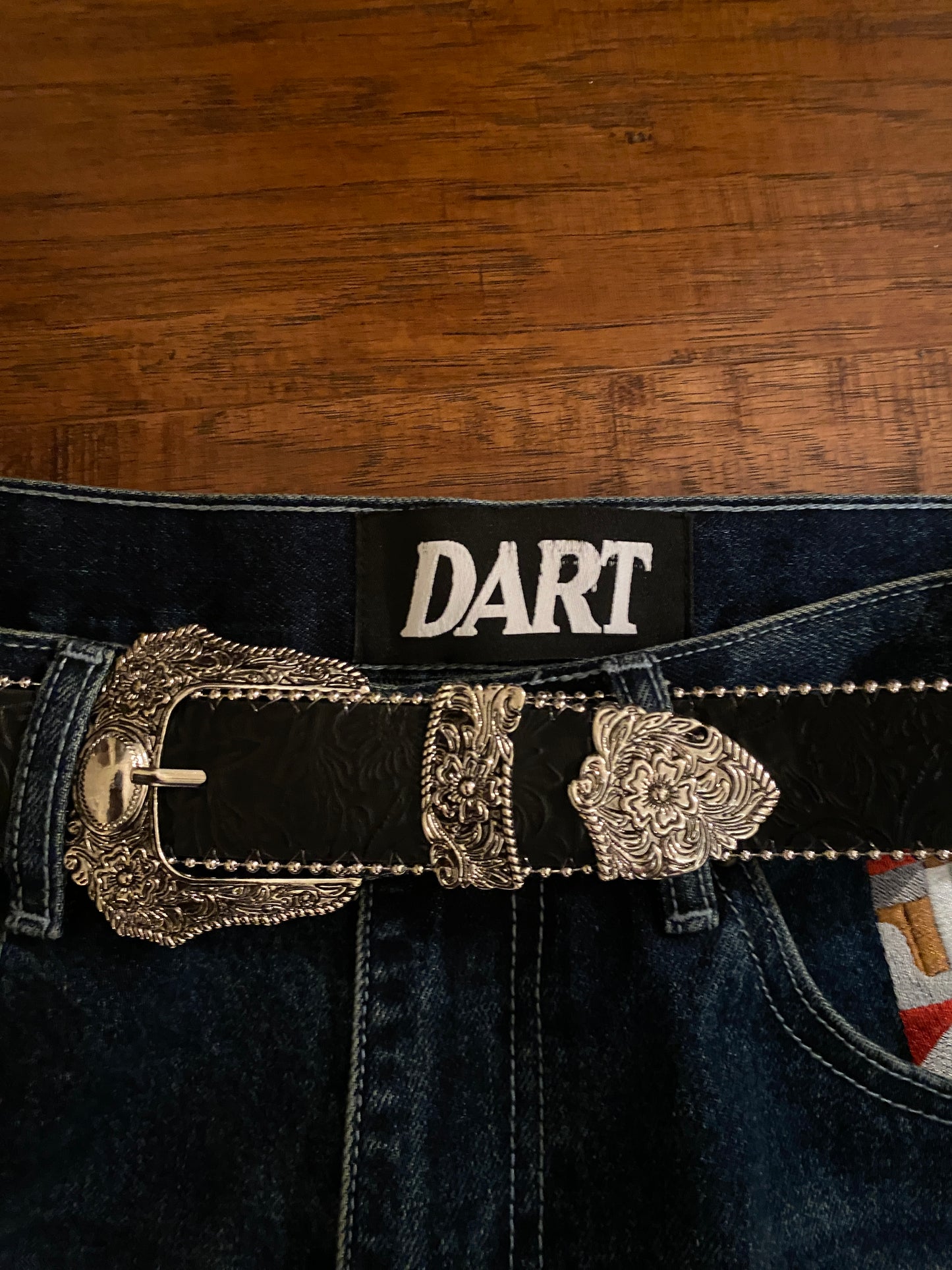 Belt, Black western flower belt