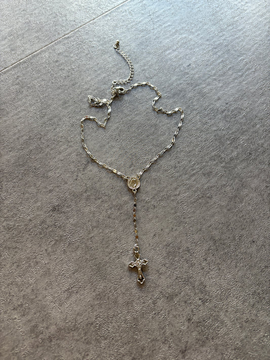Necklace , Silver cross rosary