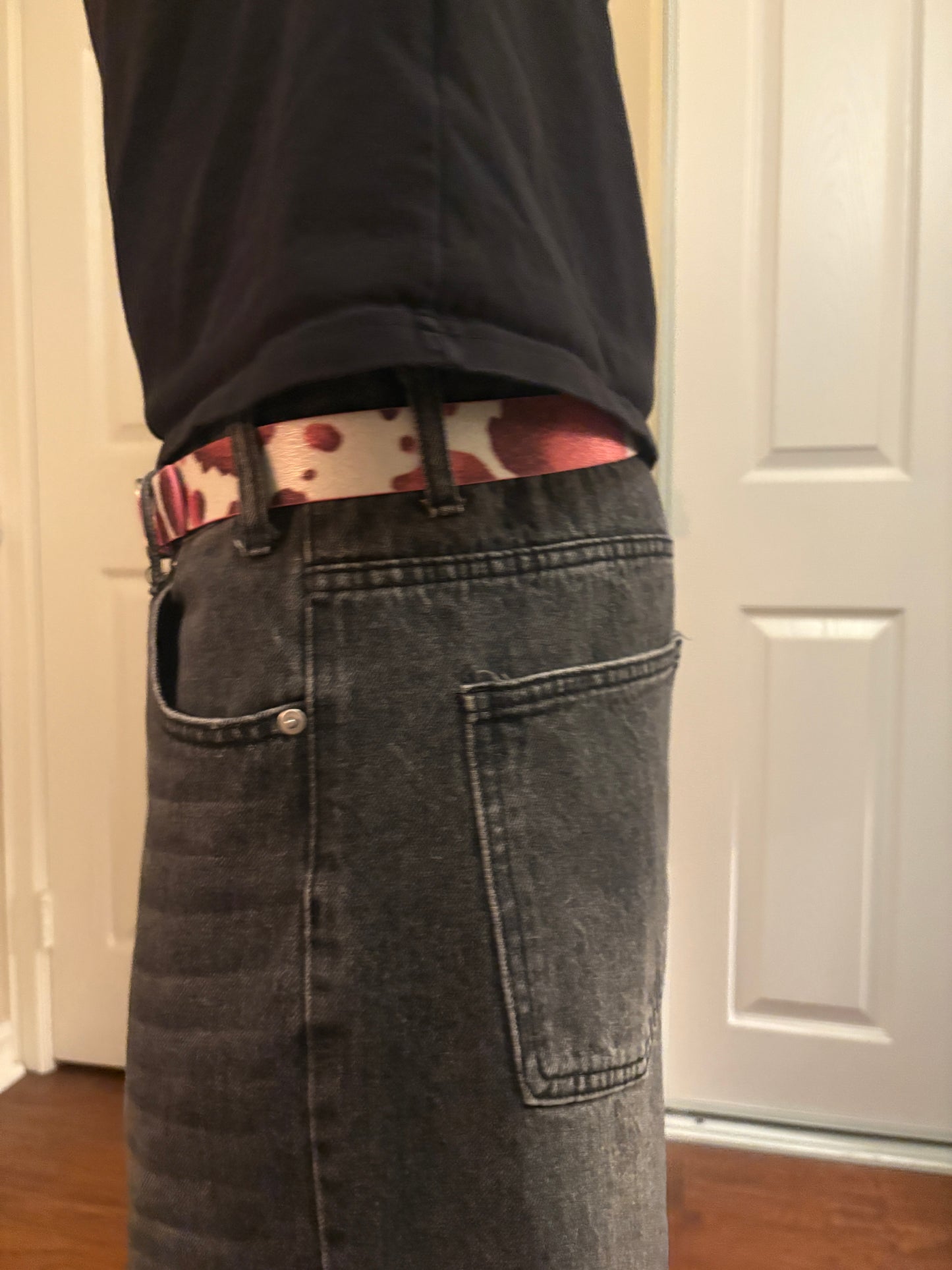 Belt , pink cow print belt