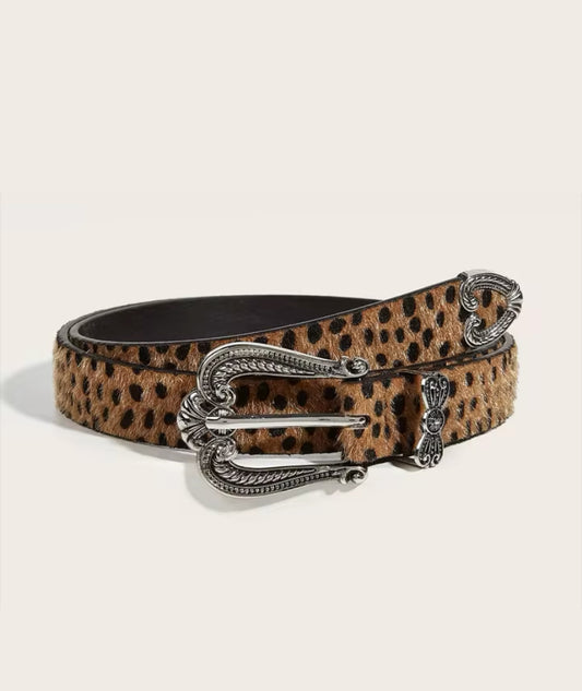 Belt, Heart buckle cheetah print belt