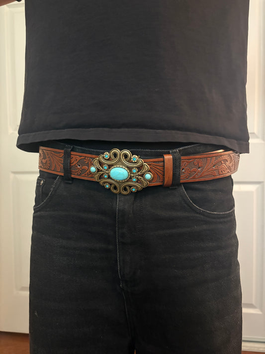 Belt , brown “ desert bloom belt “