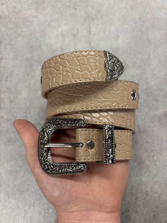 Tan crocodile “ sand “ belt