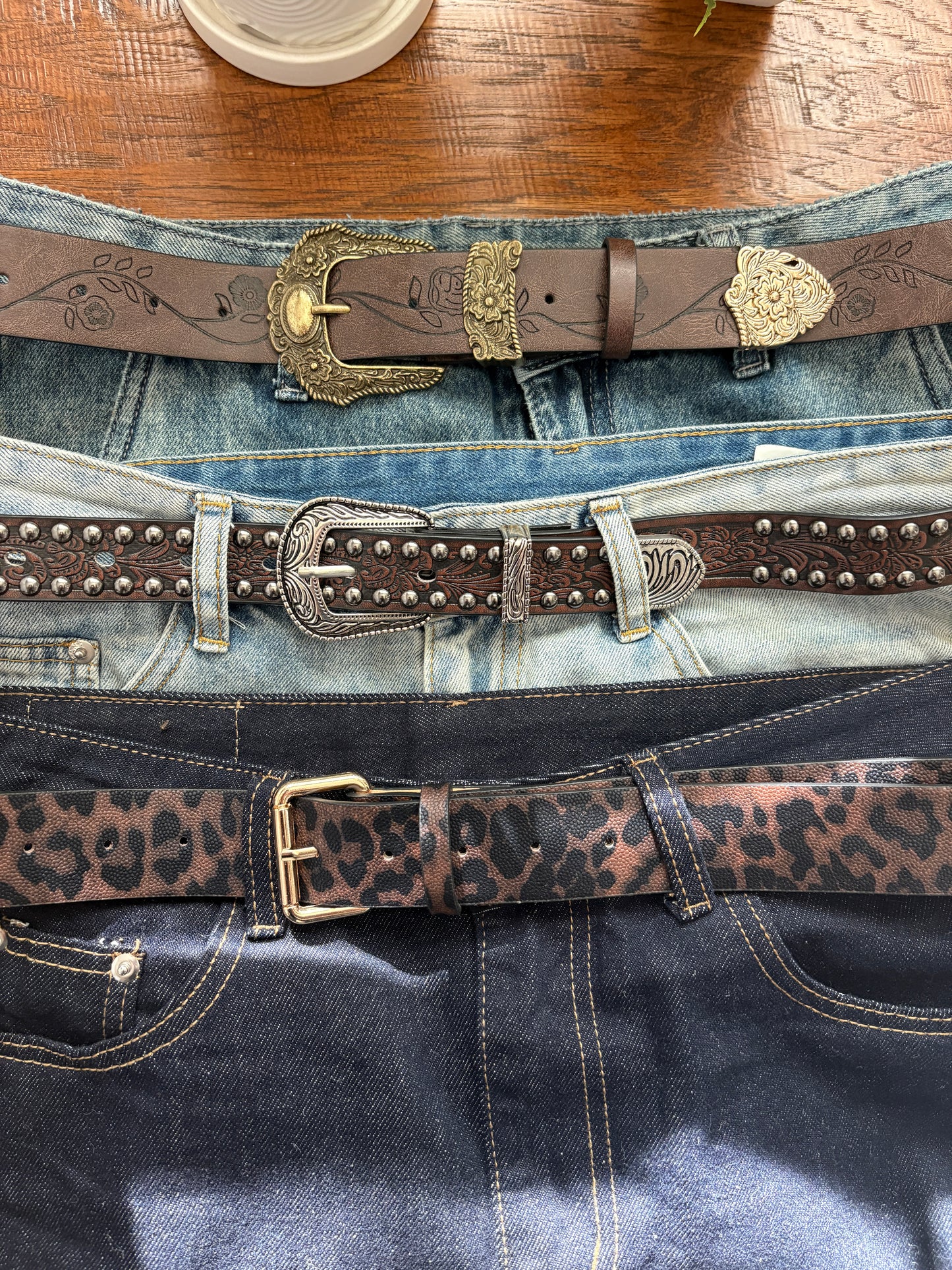 Belt, brown studded western belt