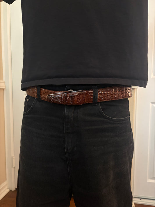 Belt , brown crocodile print belt