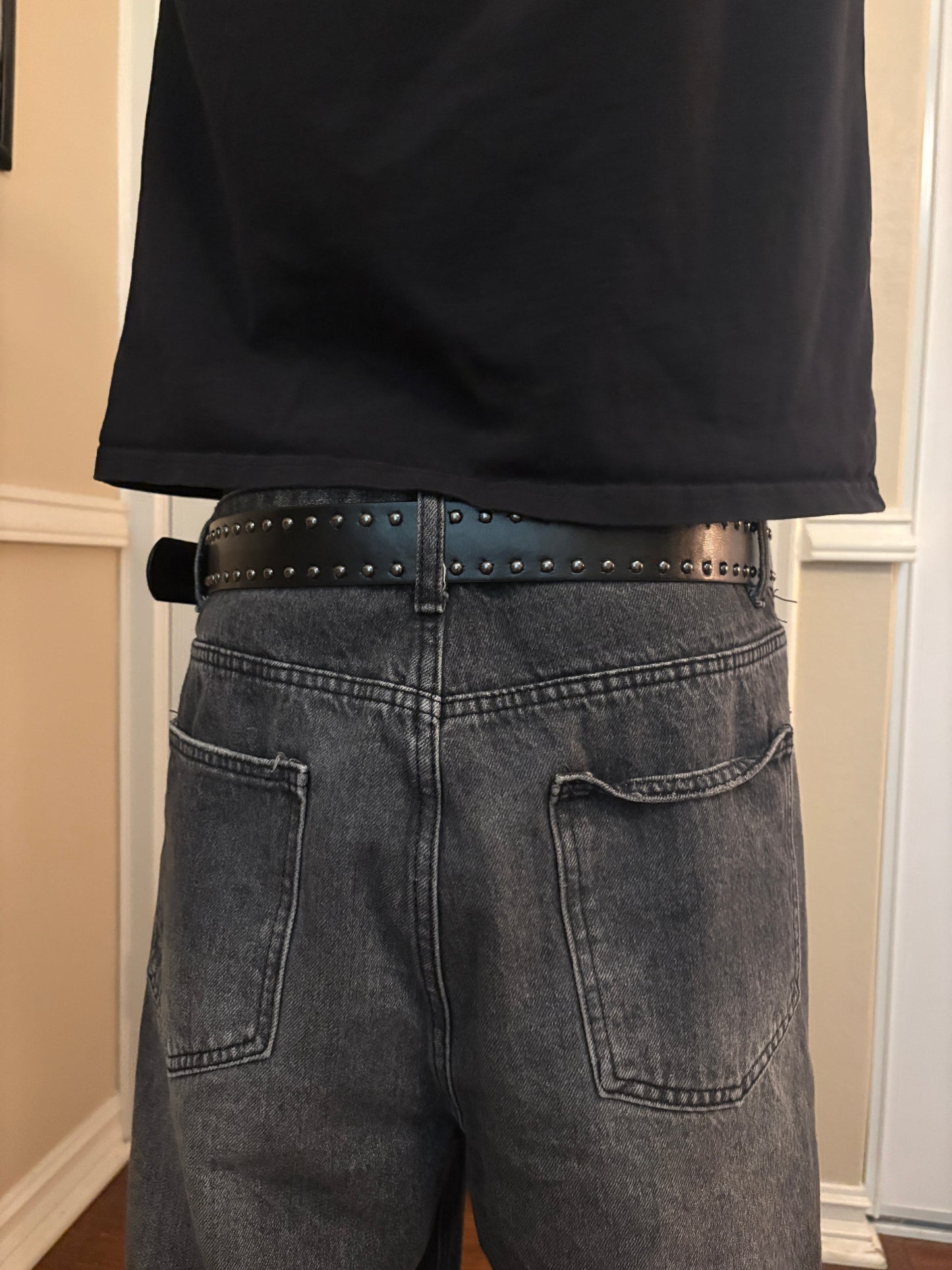 Belt , black studded cross belt