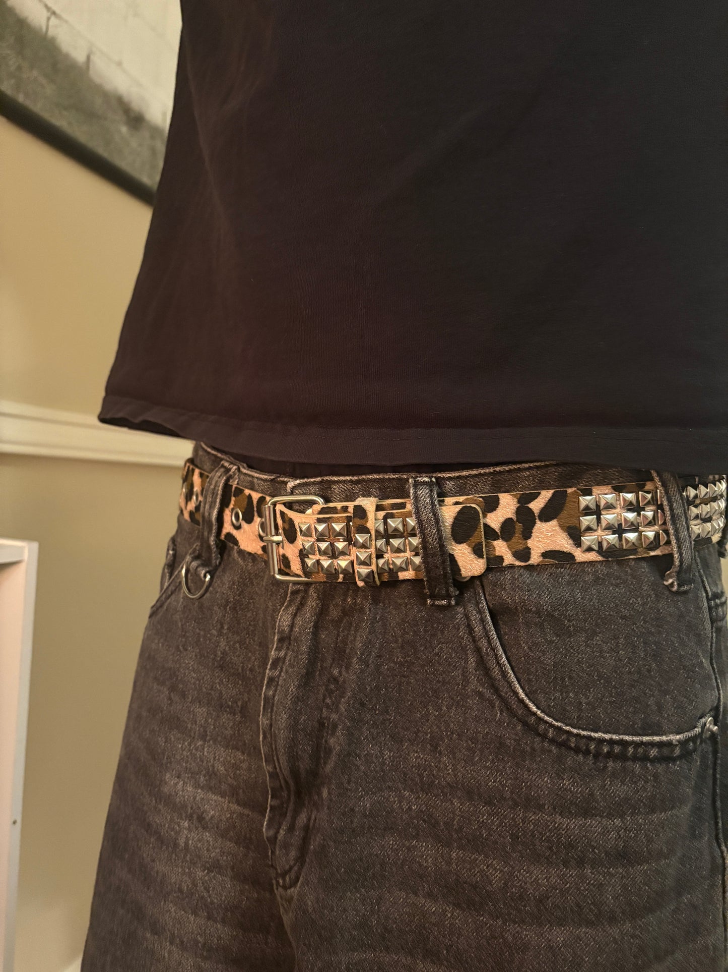 Belt , studded leopard belt