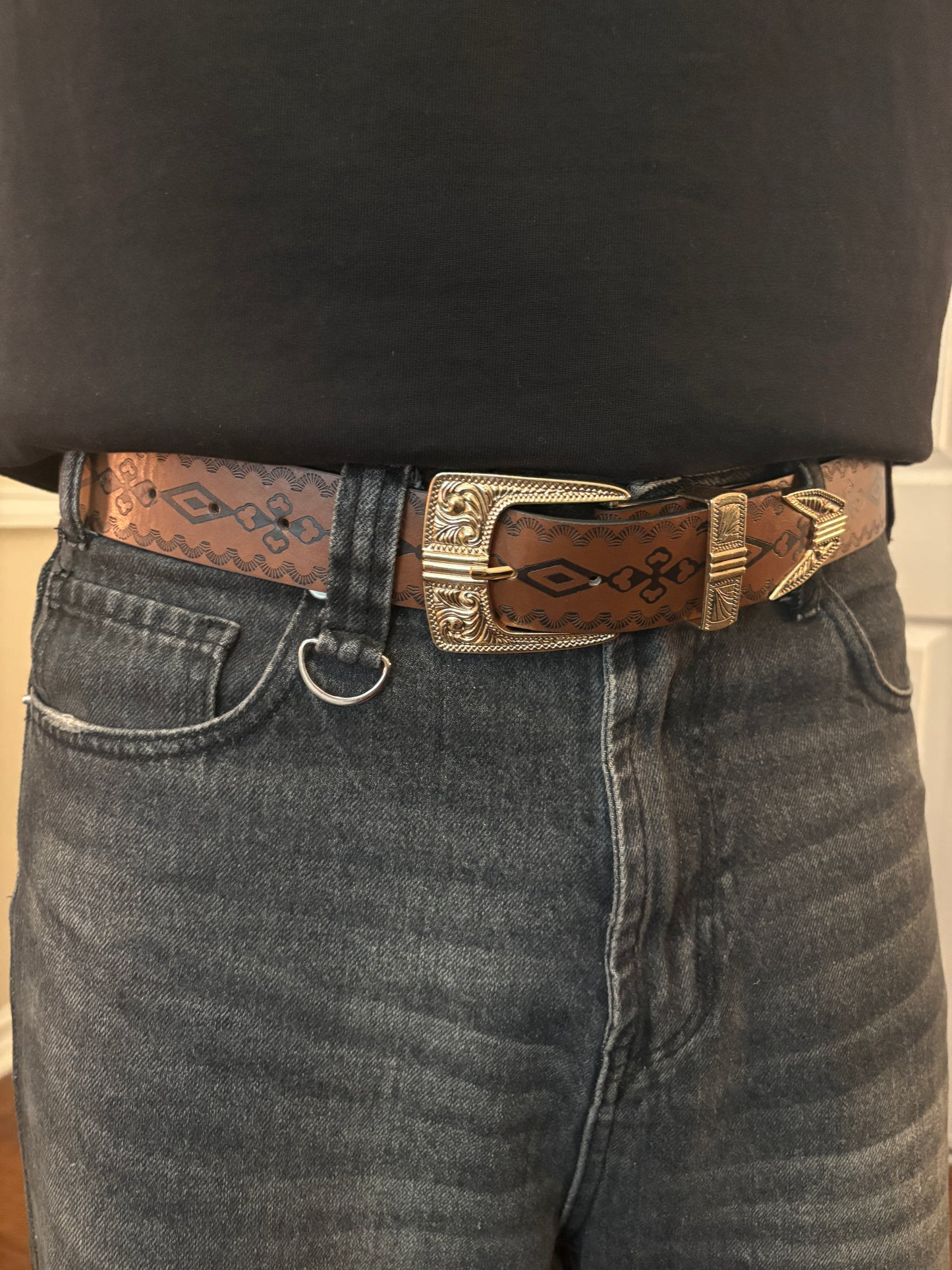 Belt, brown Aztec western belt