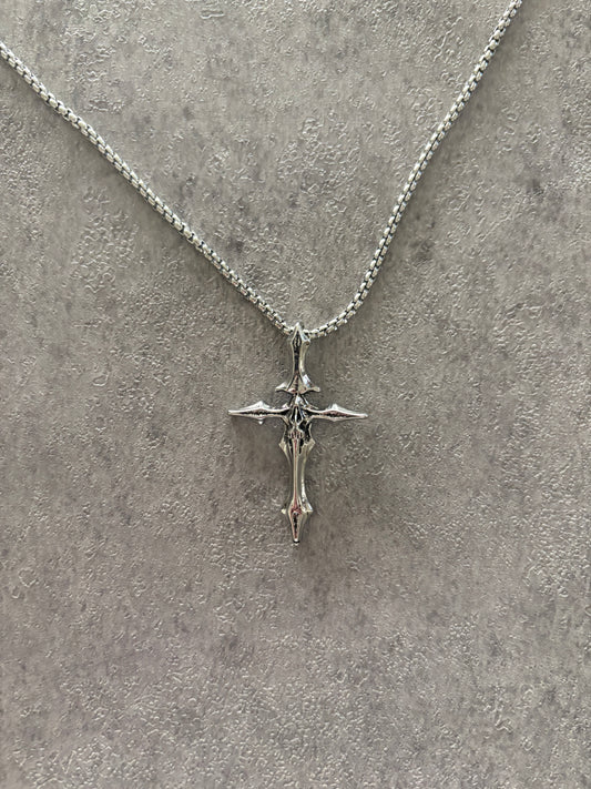 Necklace , Y2K Silver skull cross necklace