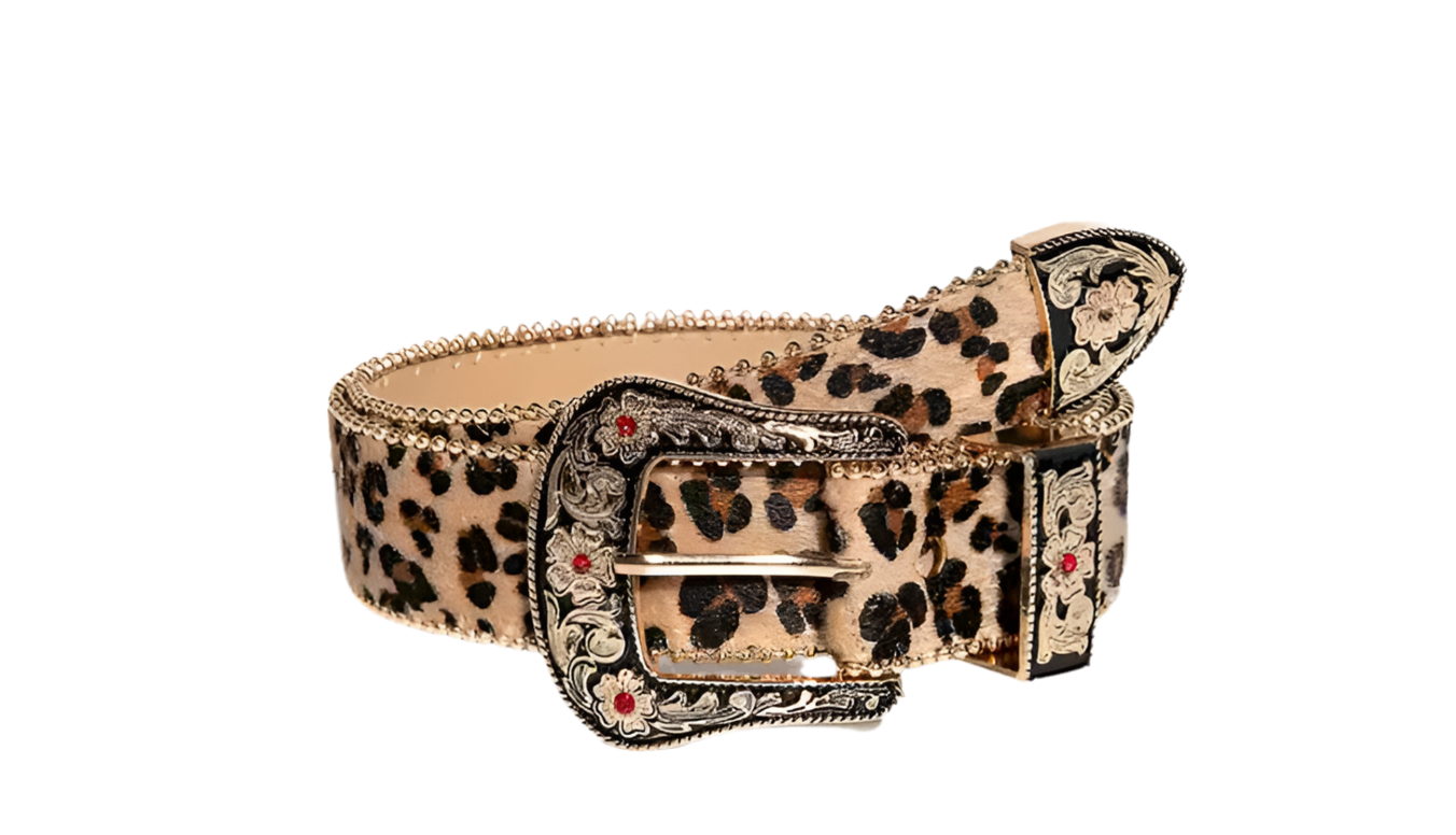 Belt , Cheetah print flower belt