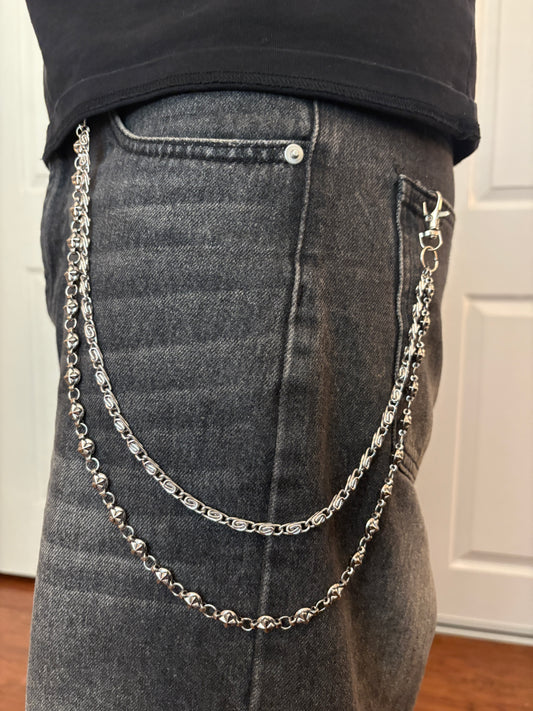 Side chain, Y2K cross double layered chain