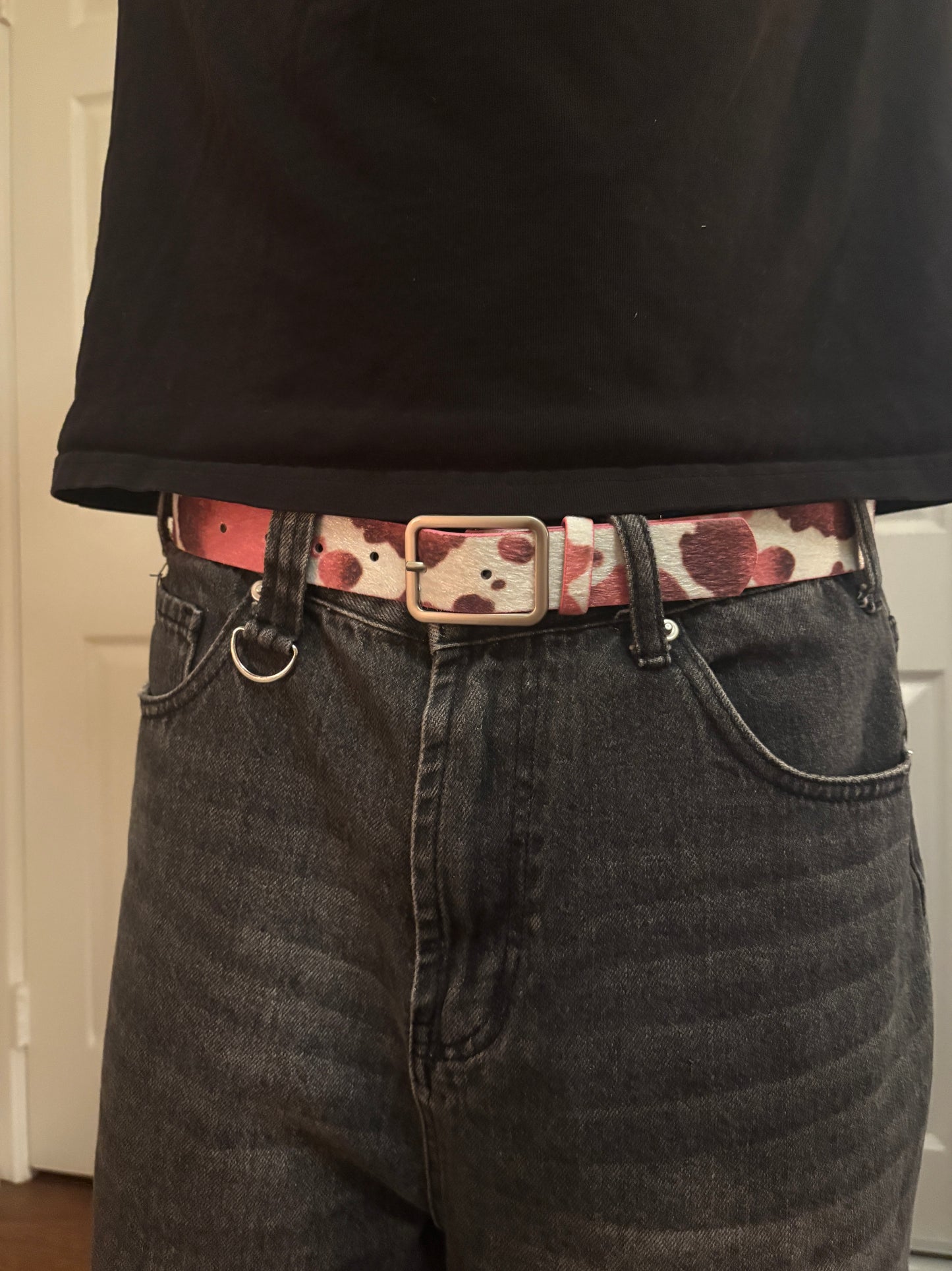 Belt , pink cow print belt