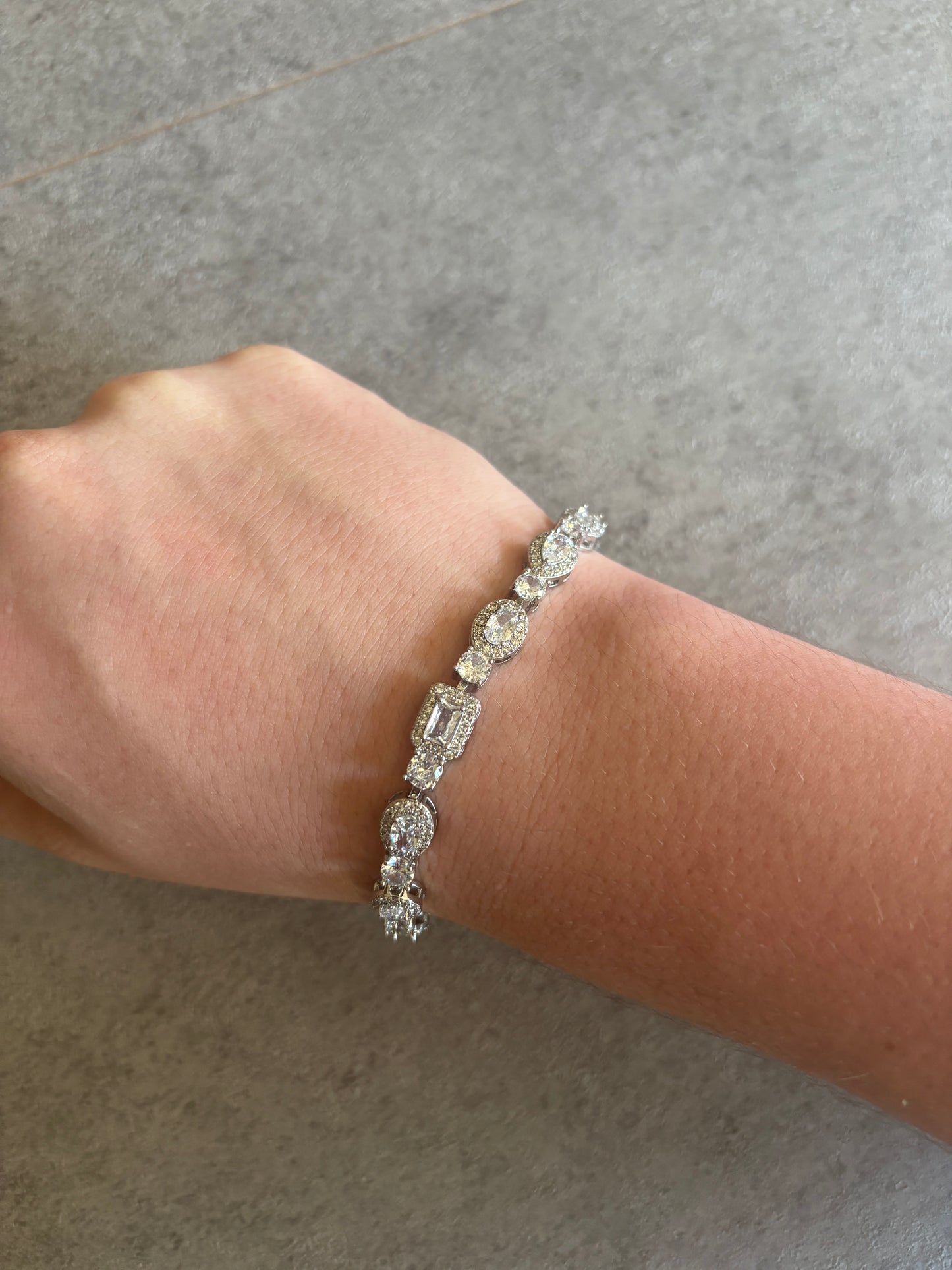 Bracelet , silver crystal flex bracelet
