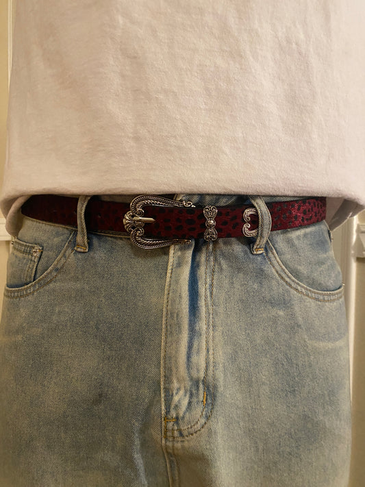 Belt,velvet heart buckle cheetah print belt