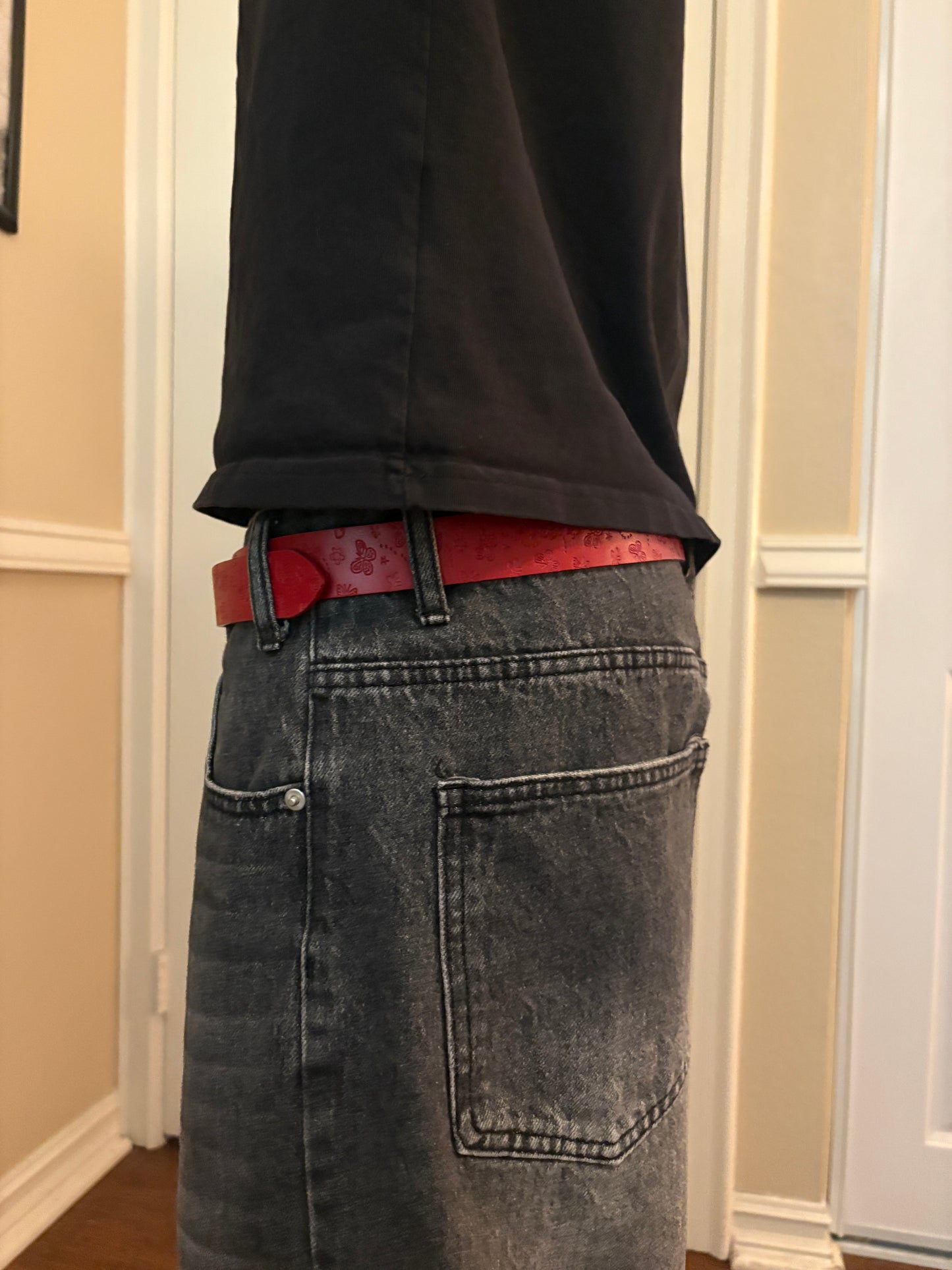 Belt, red butterfly belt