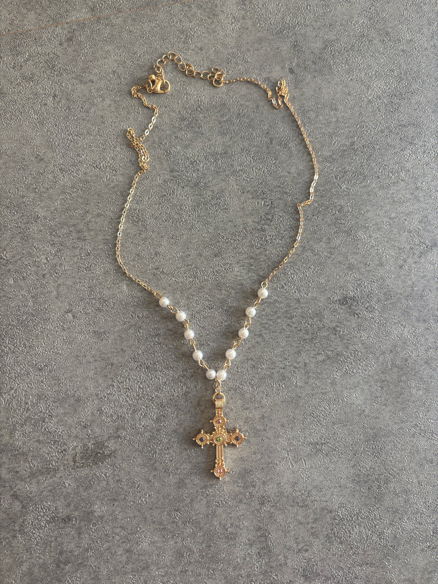 Necklace , gold jewerly sun cross gemstone bundle