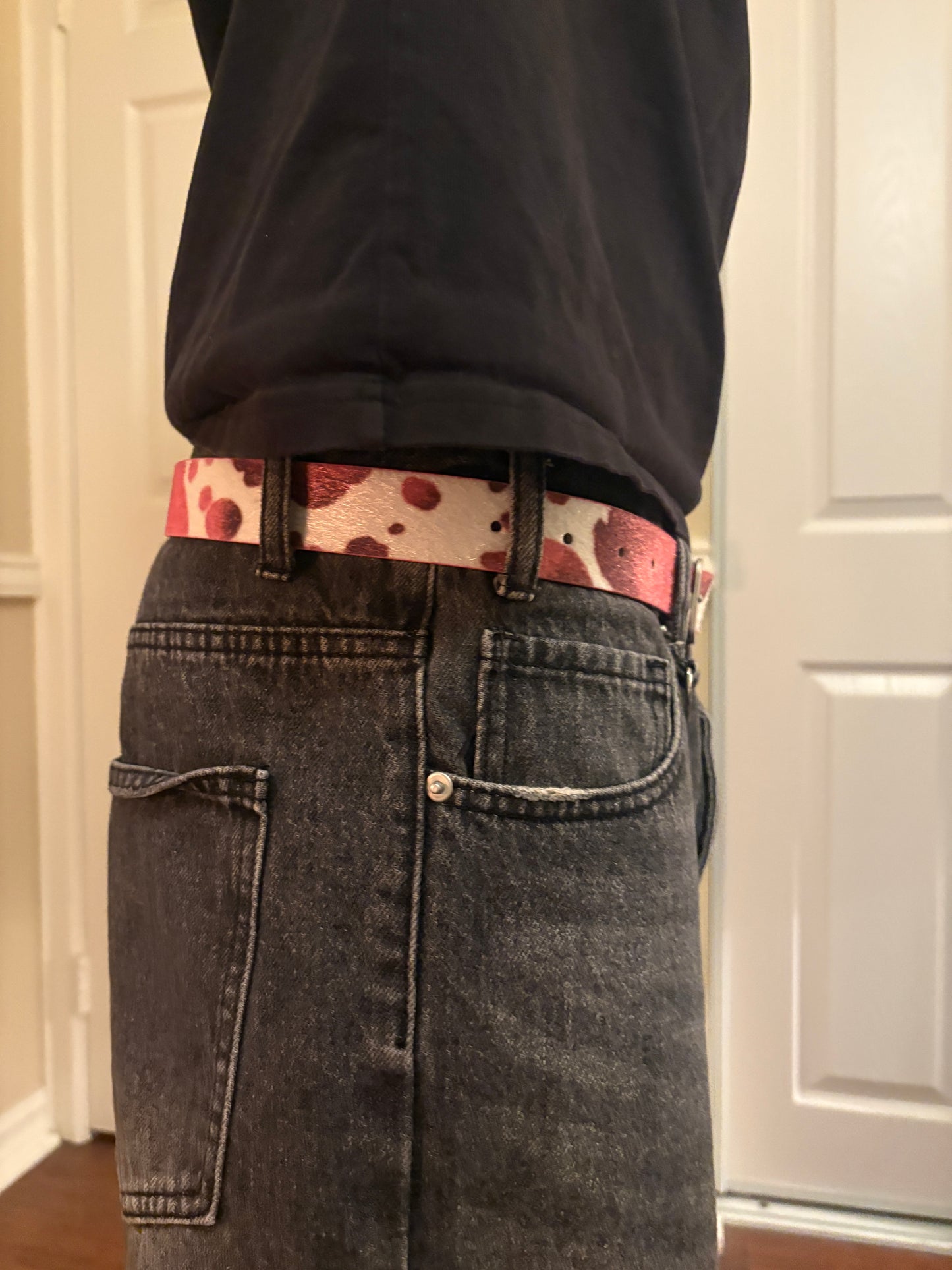 Belt , pink cow print belt