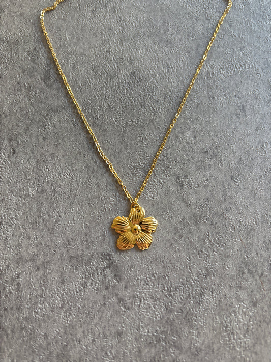 Necklace , Hibiscus gold flower necklace