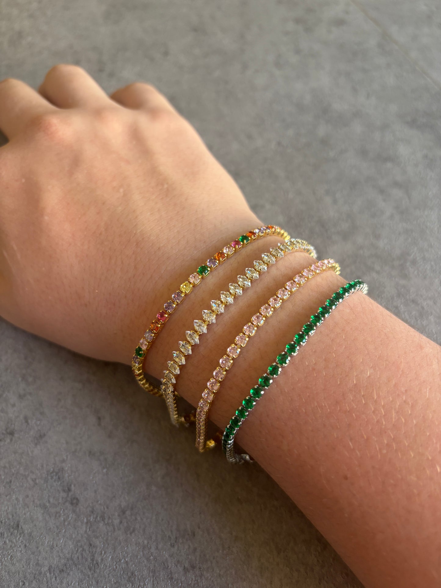 Bracelet, gold crystal tennis bracelet
