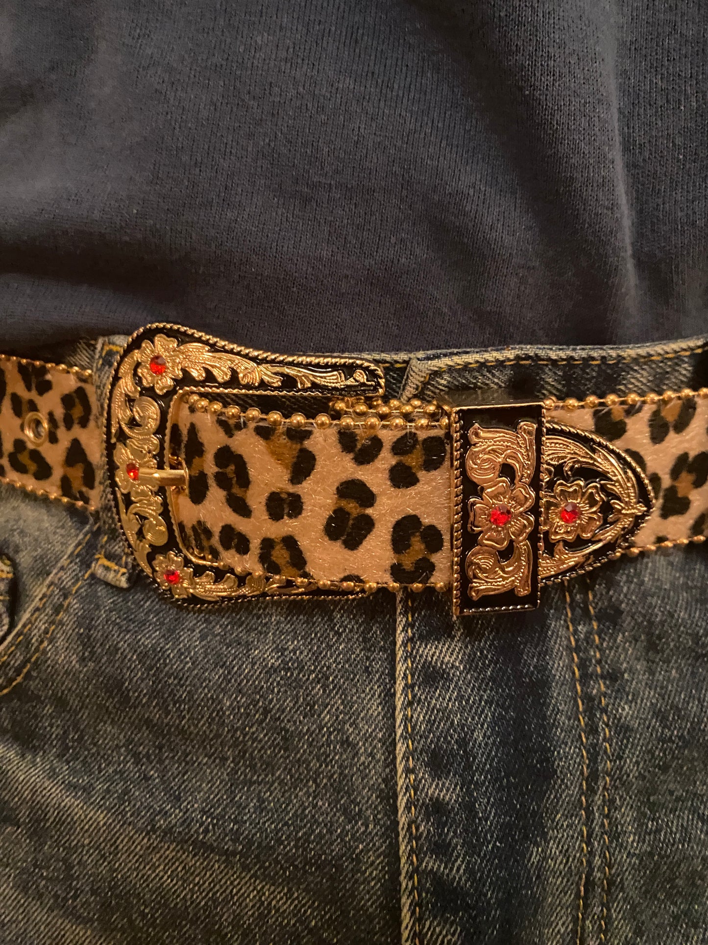 Belt , Cheetah print flower belt
