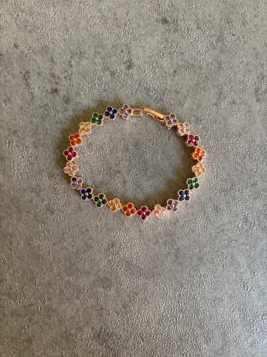 Bracelet , rose gold rhinestone flower bracelet
