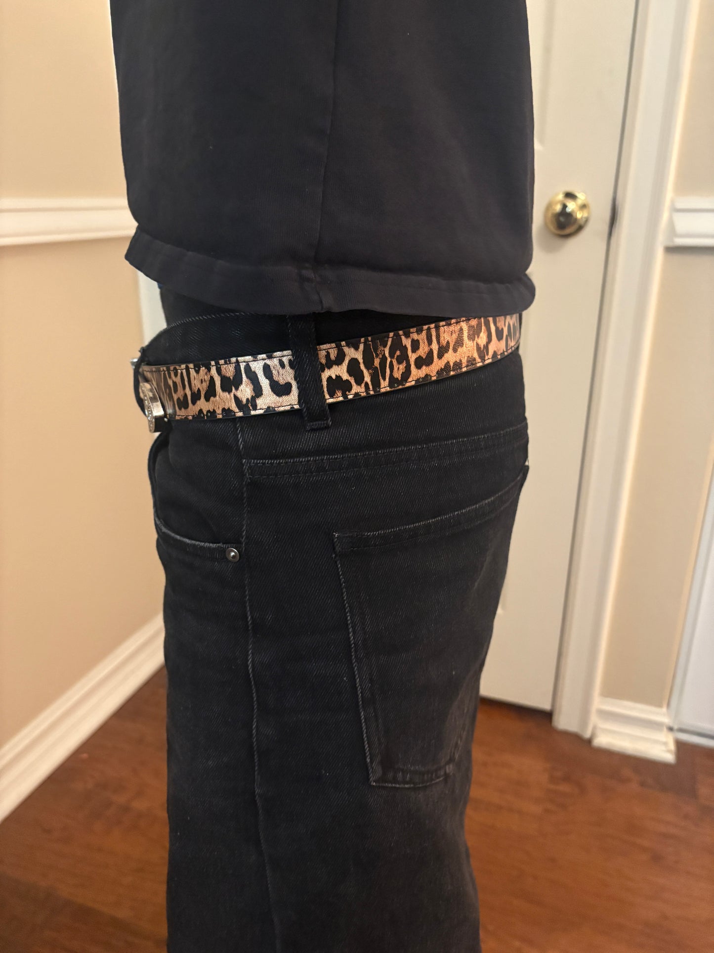 Belt , silver western buckle cheetah belt