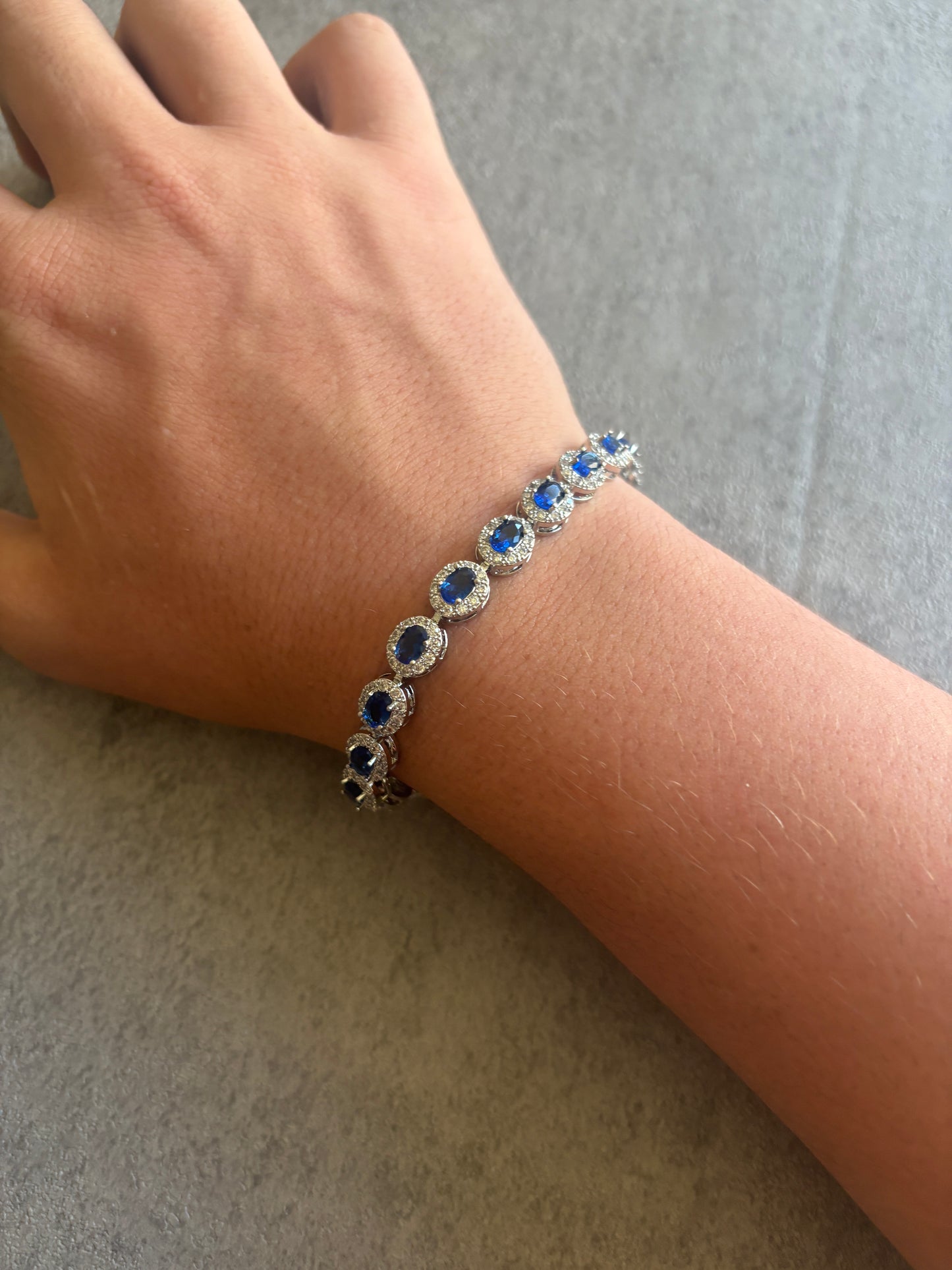 Bracelet , silver blue crystal flex bracelet
