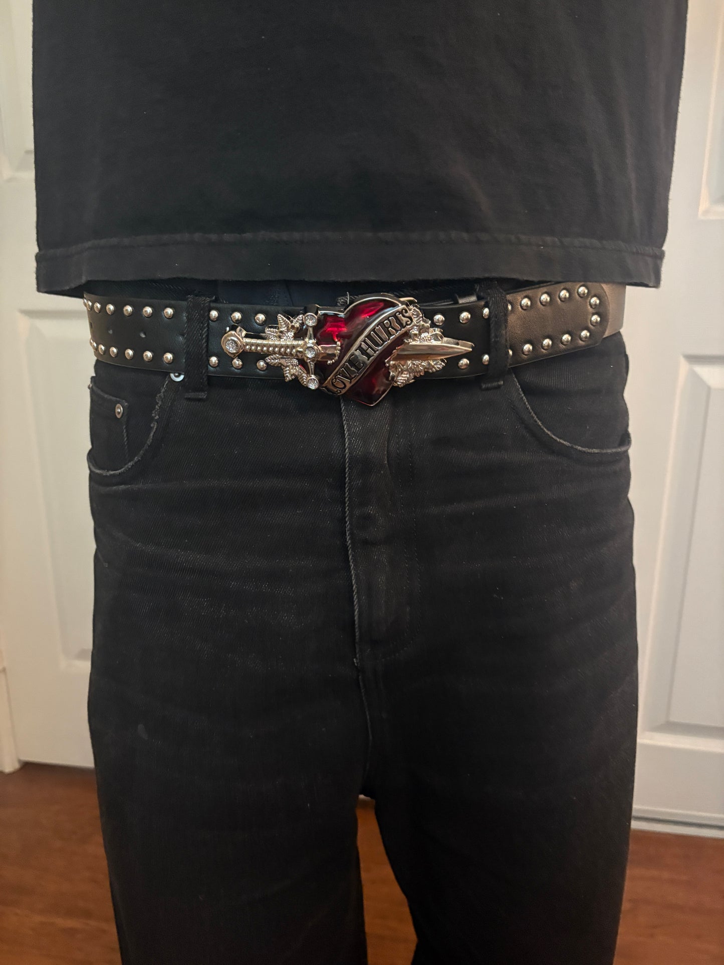 Belt , black studded sword belt