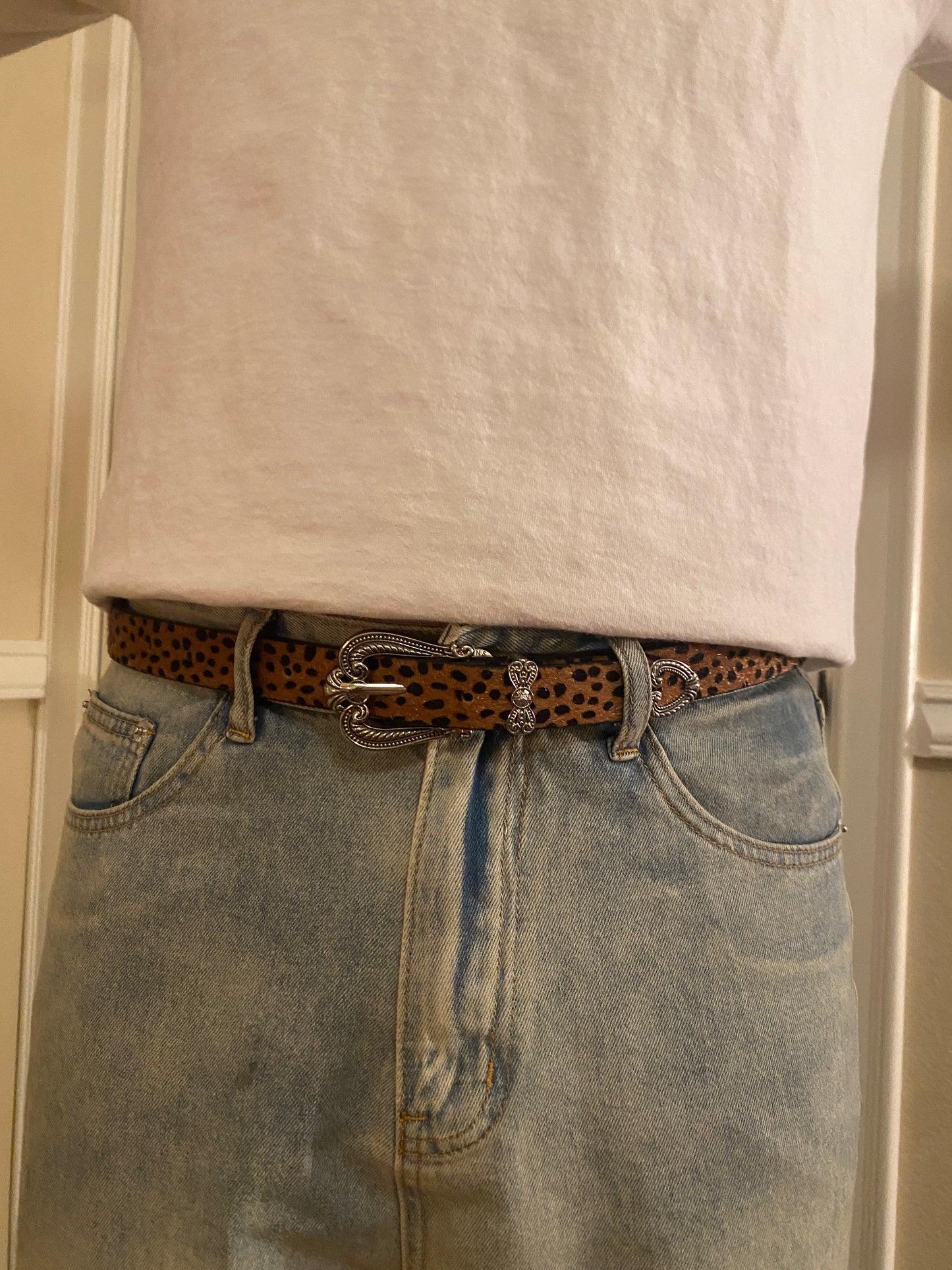 Belt, Heart buckle cheetah print belt