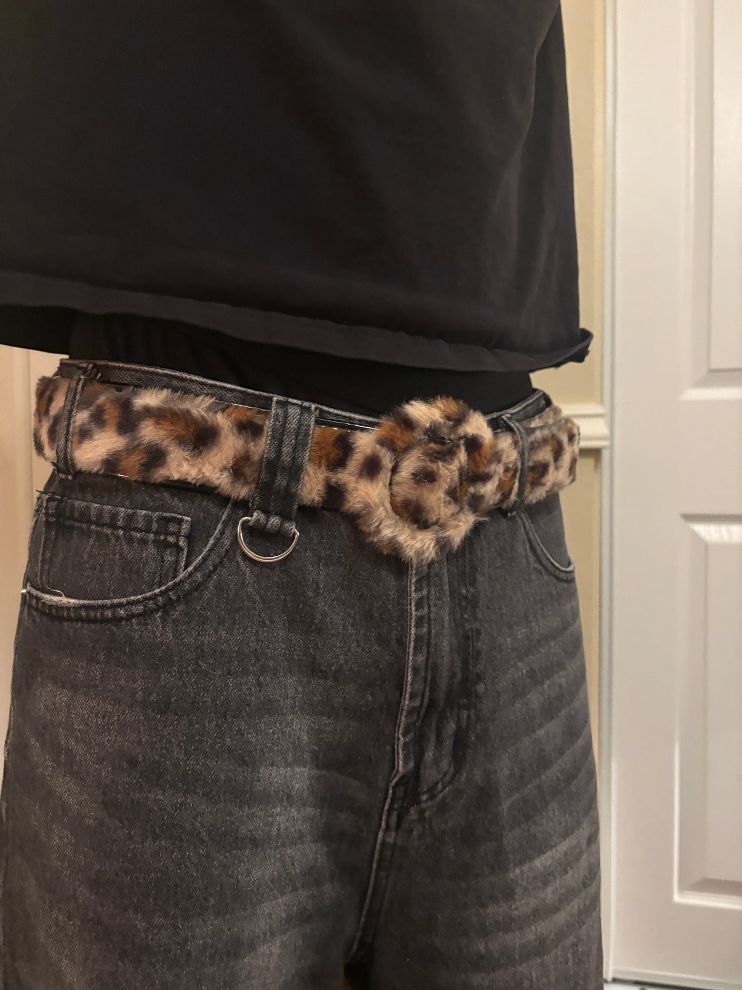 Belt , fur leopard print belt v2