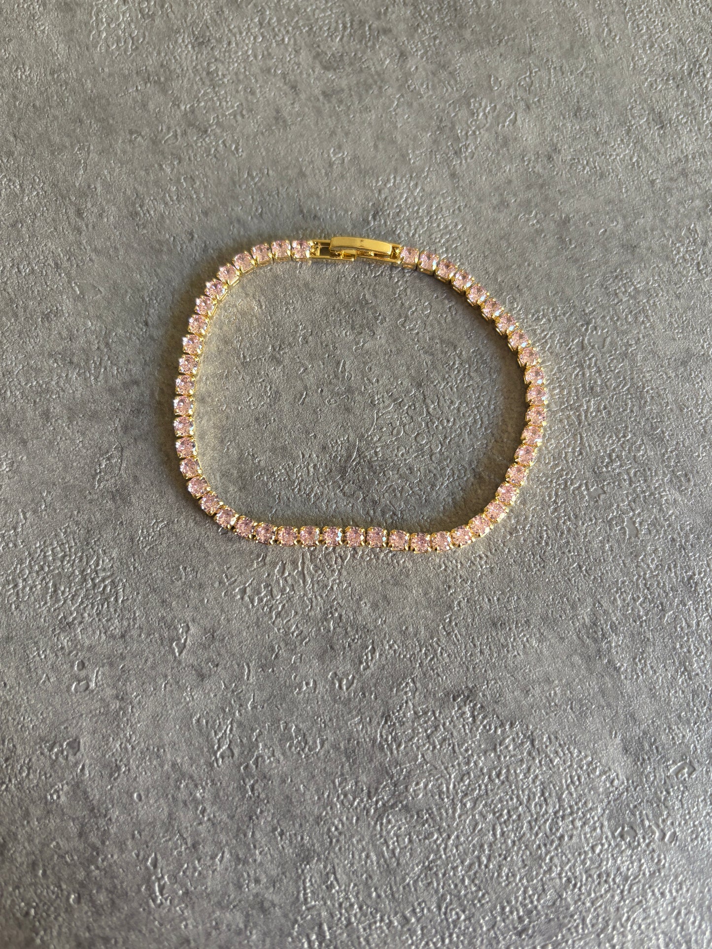 Bracelet, gold frame pink crystal tennis bracelet