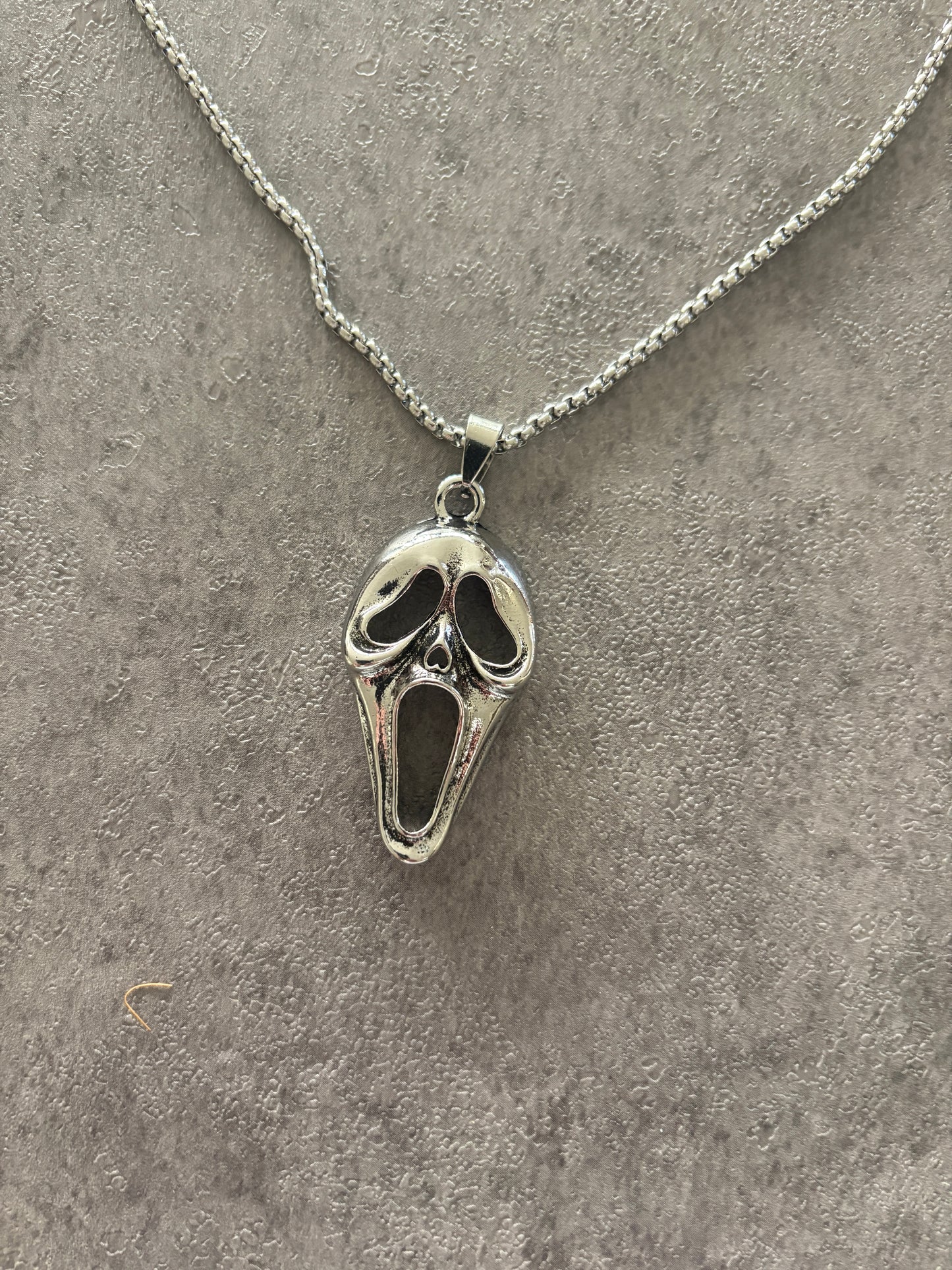 Necklace, Silver ghost face necklace